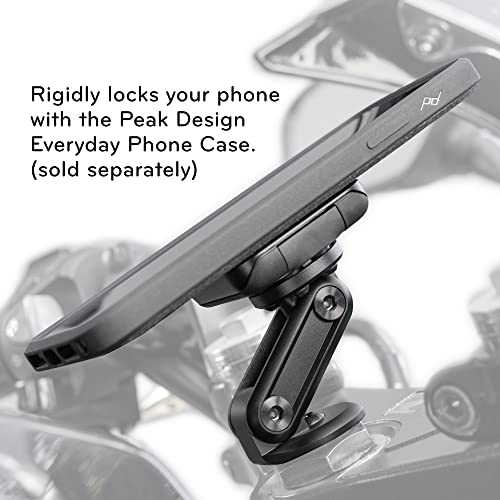 Peak Design Mobile Motorcycle Stem Phone Mount, Non-Charging, SlimLink Mounting Technology, Rigid Arm, Fits Hollow Steering Stem Nuts (13-26mm), Vibration Isolator, Motorcycle Phone Mount