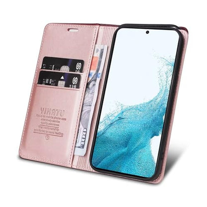 Compatible with Samsung Galaxy A20e Wallet Case PU Leather Flip Folio Case with Card Holder Magnetic Closure Shockproof Protective Phone Cover Rose Gold - color: Rose Gold, size: Samsung A20e