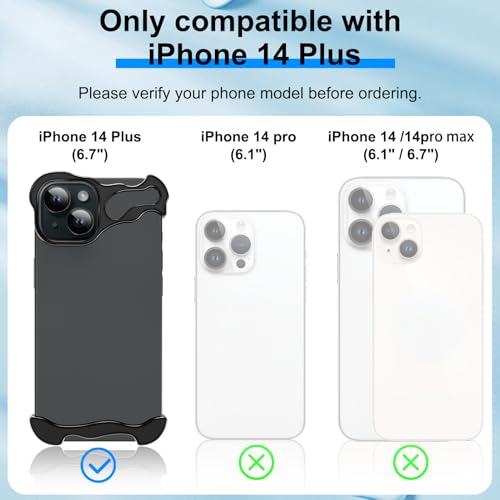 Frameless Phone Case Crafted for iPhone 14 Plus Black - color: Aluminum Black, size: iPhone 14 Plus
