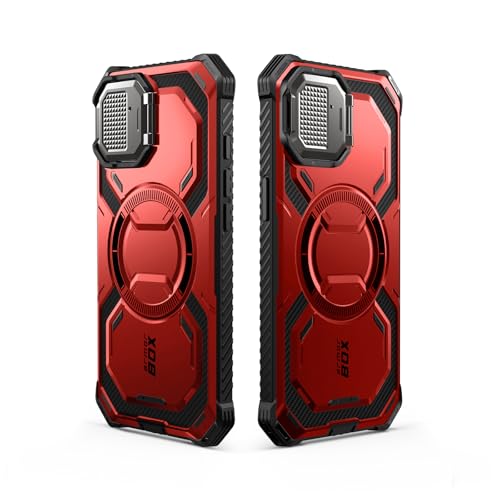 i-Blason for iPhone 16e / iPhone 17e Case MagSafe with Stand, Red | Built-in Screen Protector, Fit for MagSafe, Adjustable Camera Cover Stand, Full-Body Protection, Military - color: Red