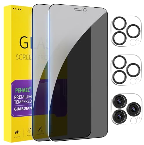 PEHAEL for iPhone 12 Pro Max Privacy Screen Protector+Camera Lens Protector