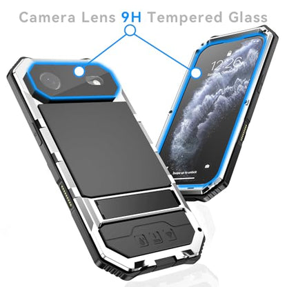 Lunivop Compatibility with iPhone Air Case 6.5'' 2025 Heavy Duty with Built in Screen Protector Lens Protection Rugged Stand 360 Full Body Military Grade Metal Bumper Phone Cases Men 17 Air Silver - color: Silver, size: iPhone 17 Air 6.5 2025