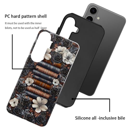 Case for Samsung Galaxy S26 Plus,Camera Protection Soft Glossy Phone Case - Book Flowers Retro - color: Book Flowers Retro, size: Samsung Galaxy S26 Plus