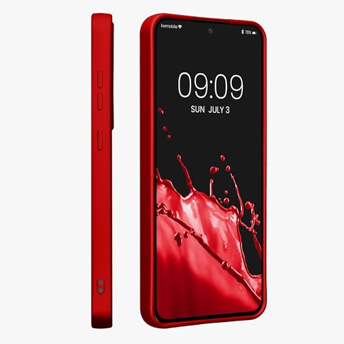 kwmobile Case Compatible with Samsung Galaxy S24 FE Case - Soft Slim Metallic TPU Silicone Cover - Metallic Dark Red - color: metallic dark red, size: Galaxy S24 FE