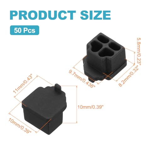 MECCANIXITY Black RJ11 Port Duct Covers Caps, Silicone Anti-Dust Plugs Caps Protector Covers for Computer Digital Socket Printer, Modem, Router, Telephone Jack, Pack of 50 - color: Black