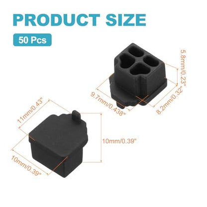 MECCANIXITY Black RJ11 Port Duct Covers Caps, Silicone Anti-Dust Plugs Caps Protector Covers for Computer Digital Socket Printer, Modem, Router, Telephone Jack, Pack of 50 - color: Black