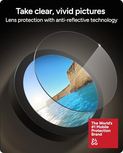 ZAGG iPhone Camera Lens Protector for iPhone Air - Purple Glitter, Camera Ring, Maximum Impact & Scratch Protection, Anti-Reflective Technology, Smudge-Resistant, Precise Fit, Glass Elite - color: Purple Glitter
