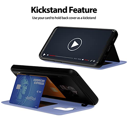 GOOSPERY Magnetic Door Bumper Compatible with Galaxy S9 Plus, Card Holder Wallet Case Easy Magnet Auto Closing Protective Dual Layer Sturdy Phone Back Cover - Purple - color: Purple, size: Galaxy S9 Plus