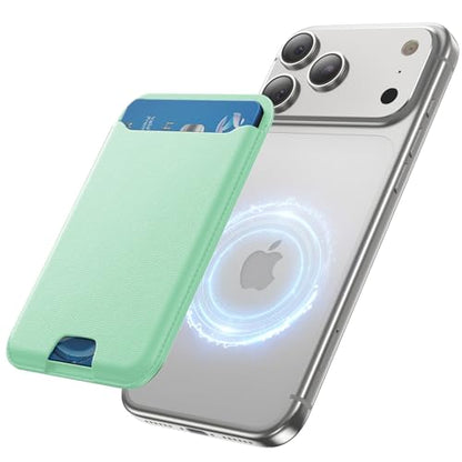 TWZKG for MagSafe Wallet, 3 Cards Holder, Slim Magnetic Phone Wallet for iPhone 17/16/15/14/13/12 Pro Max Plus Air Series,RFID Blocking Vegan Leather,Light Green - color: Light Green