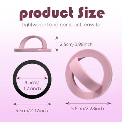 Magnetic Silicone Ring Grip Phone Holder, Rotating Finger Loop Ring Grip Holder, Soft and Portable, Strong Magnetic Attraction, Compatible with Magsafe for iPhone and Samsung Case (Pink) - color: Pink