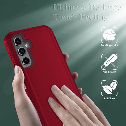 Qinmay Phone Case for Samsung Galaxy A37 5G Case with HD Screen Protector, Heavy Duty Shockproof & Dropproof 3-Layer Cover Phone Case for Galaxy A37,RedBlack - color: RedBlack