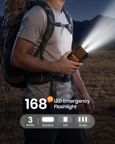 FEELLE Solar Power Bank 50000mAh Magnetic Portable Charger with Hand Crank - color: Orange