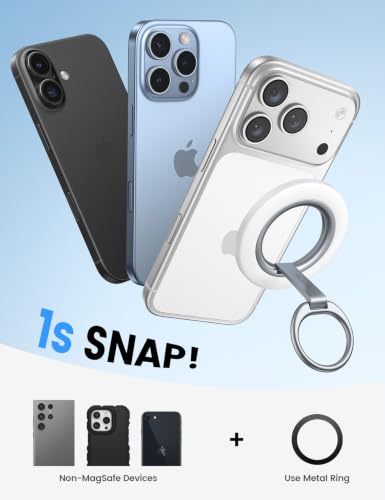 Lamicall Magnetic Phone Ring Grip Stand, Stable Dual-Hinge for MagSafe - color: Snow White