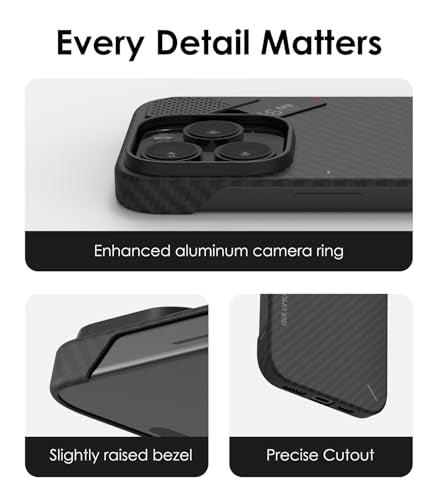 Aulumu A16 Aramid Fiber iPhone 16 Pro Max Case | 1500D Ultra Slim Woven | Real Cooling | Compatible with MagSafe - size: iPhone 16 Pro Max