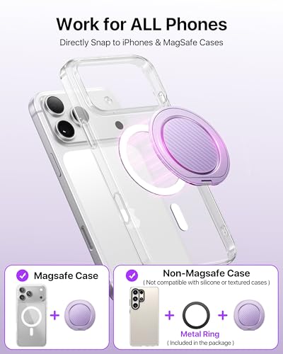 andobil [2026 Ultra-Thin] Magnetic Phone Ring Grip for MagSafe, Purple - color: Purple Carbon Fiber