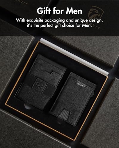 iwantit 3 in 1 Magsafe Wallet Men: Bifold Wallet + Magnetic Wallet for iPhone - Detachable Cash Strap, Smart Pop Up Card Holder, ID Window, Premium Leather (Cross Grain Black) - color: Cross Grain Black