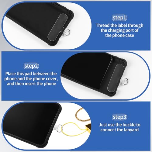 14 Pieces Clear Phone Tether Tab Universal Phone Lanyard Patch Without Adhesive for Most Smartphones Phone Cases - color: Square Shape
