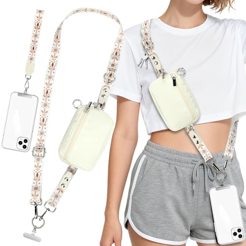 Phone Lanyard Crossbody with Detachable RFID Wallet (M2, Large) - color: Multicolor 2, size: Large