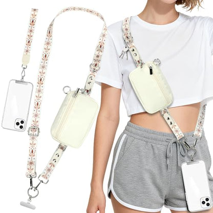 Phone Lanyard Crossbody with Detachable RFID Wallet (M2, Large) - color: Multicolor 2, size: Large