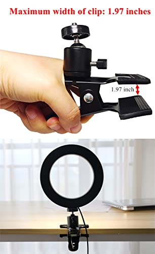 PRAQECZ Clip Clamp Phone Holder, Cell Phone Stand for Desk/Table/Glass Door/Desktop Baffle/Easel，360° Adjustment Metal Clamp Mount Compatible with 3.5-6.5 inch Smart Phones
