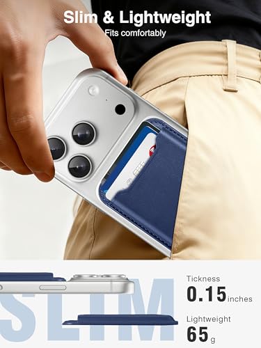 TopMade for MagSafe Wallet, Strongest Magnetic Phone Wallet, 4 Cards Holder - color: Dark Blue