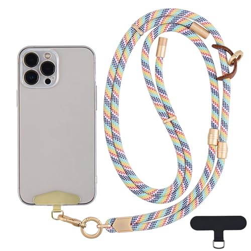 Cell Phone Lanyard,Adjustable Shoulder Crossbody Lanyard,Detachable Length Wrist Lanyard - color: Rainbow Color