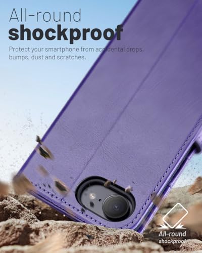 OCASE for iPhone 17e/iPhone 16e Wallet Case, Card Holder, Purple | RFID Blocking, Kickstand, Magnetic Closure, PU Leather Flip Folio, Shockproof TPU Shell, Protective Phone Cover (6.1") - color: Purple
