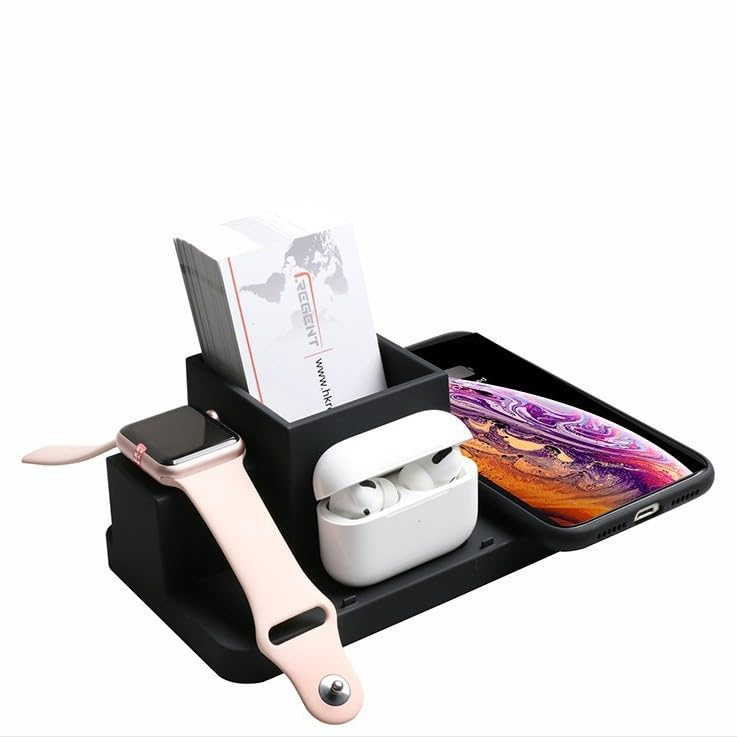 4 in 1 Wireless Charging Station, Multi-Device Fast Wireless Charger, Magnetic Charging Dock, Dual Headphone Charging, Desktop Organizer Stand for Home and Travel