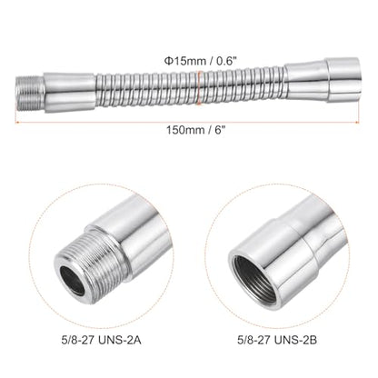 PATIKIL 6" Microphone Gooseneck, 5/8"-27 Thread Metal Universal Hose Flexible Arm Gooseneck Tube Extension for Multifunction DIY, Silver Tone - color: Silver Tone, size: 6"