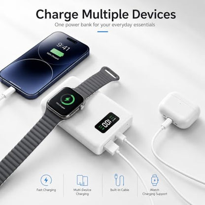 pzoz 20000mAh Portable Charger with Apple Watch Charger, 45W PD Power Bank