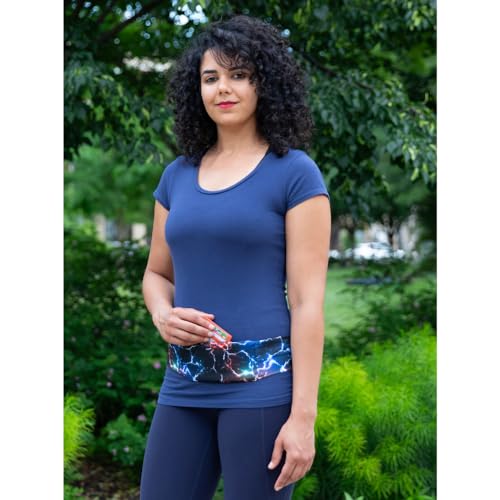 BANDI Running Belt for Women & Men – USA Made No-Bounce Adjustable Waist Pack & Secure Fanny Pack – Fits All Phones, Gels & Essentials – Zipper-Free, Medical Device Friendly - color: Cosmic