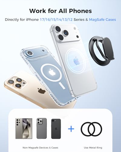 SUPERONE for MagSafe Phone Grip, Dual-Sided Magnetic Phone Ring Holder - color: Dark Gray