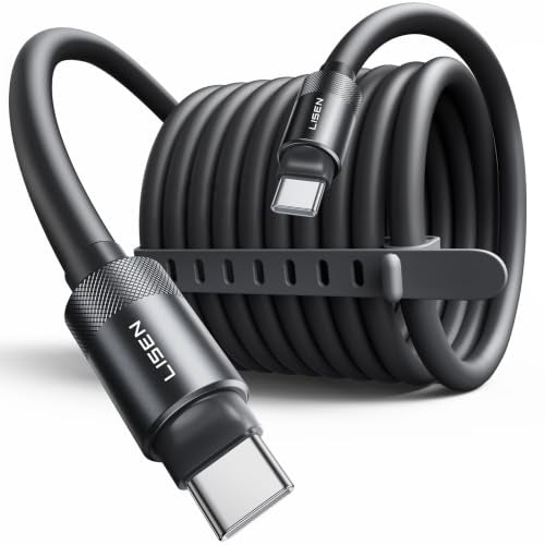 LISEN 10FT USB C Cable Fast Charging, Chubby 240W Cable USB C to USB C Fast Charging Soft Silicone USBC to USBC Parallel Cable for iPhone 17 Pro Max 16 15 Samsung S25 Ultra MacBook Pro Air iPad Black - color: Black, size: 10FT