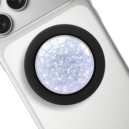 Clear Crystal Magnetic Phone Grip Compatible with Magsafe，Collapsible Mobile Phones Stand Holder for Smartphone Tablet Cell Phone Accessory - Mix Purple Glitter - color: Mix Purple Glitter