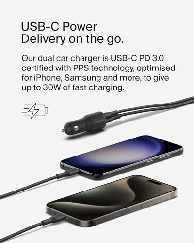 Belkin BoostCharge 42W Dual Port Fast Car Charger, USB-C & USB-A, (Pack of 6) - style: Car Charger Pack of 6
