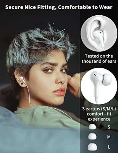 USB C Headphone for Samsung S26 S25 FE S24 A16 A17 Z Wired Earbuds Magnetic - color: White