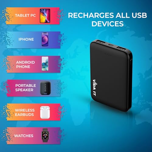 Vida IT 2-Pack Ultra Compact Power Bank Battery Pack for Heated Vest Jacket Coat Scarf Socks, 5000mAh USB Power Pack Portable Charger for iPhone Samsung Android Phone, Lightweight and Small 2A 5V DC - color: [2-Pack] Power Bank