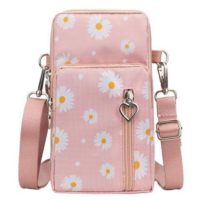 Small Crossbody Bag for Women - Mini Phone Purses with Crossbody Strap and Wallet - Nylon Arm Bag - color: B-chrysanthemum Pink