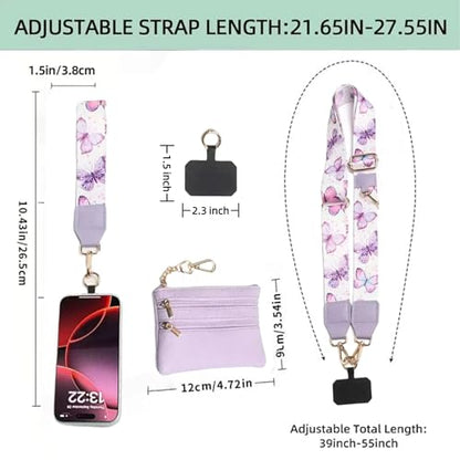 Crossbody Body Phone Holder for Women, New Phone Strap with Zippered Pouch, Adjustable Crossbody Strap - color: Lavender