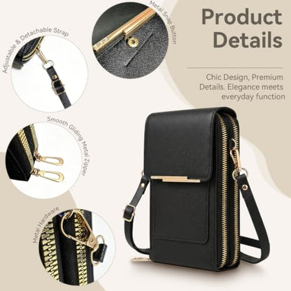 Touchscreen Phone Crossbody Bag for Women,2026 Small Anti Theft Leather Bag,Adjustable PU Leather Phone Bag - color: Green