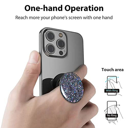 Phone Ring Holder, Phone Grip Holder Finger Kickstand, Foldable & Adjustable Metal Cell Phone Rings Gripper Stand Work with Magnetic Car Mount for iPhone Samsung & Other Phones - Sparkle Black - color: Sparkle Black
