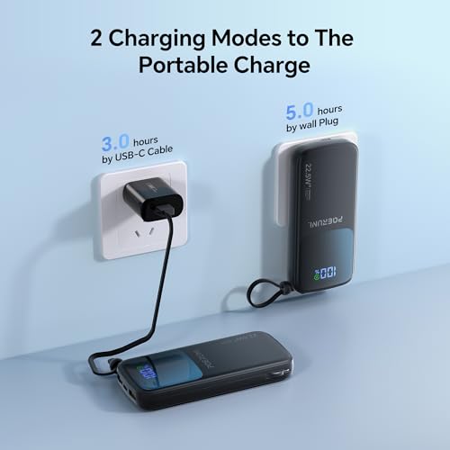 10000mAh Portable Charger Power Bank with Two Cables and Wall Plug