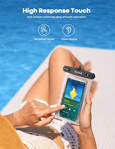 Lamicall Waterproof Phone Pouch, [2 Pack] IPX8 Water Proof Cell Phone Case | Beach & Cruise Essentials, Touch Screen, Dry Bag for iPhone 17 16 15 14 13 12 11 Pro Max Plus, Galaxy S25, for 7" with Case - color: Transparent & Transparent