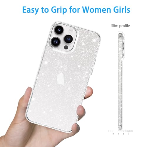 JJGoo Compatible with iPhone 14 Pro Case, Bling Sparkle Soft TPU Anti-Scratch Shockproof Protective Phone Bumper, Women Girls Cute Slim Sparkly Phone Case for iPhone 14 Pro, Clear Glitter - color: Clear Glitter