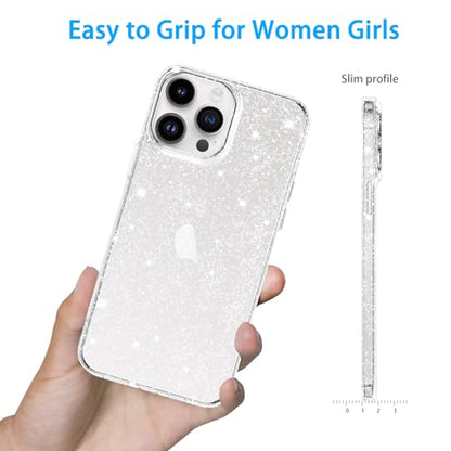 JJGoo Compatible with iPhone 14 Pro Case, Bling Sparkle Soft TPU Anti-Scratch Shockproof Protective Phone Bumper, Women Girls Cute Slim Sparkly Phone Case for iPhone 14 Pro, Clear Glitter - color: Clear Glitter