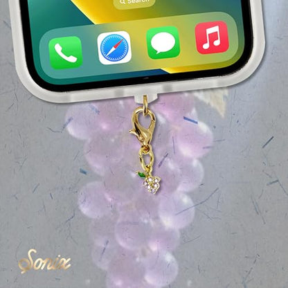 Sonix Dust Plugs - USB C + Lightning Compatible - Fruit Gemstone Charging Port Charms (3 Pack) - Crystal Fruits - Strawberry, Grape, Cherry - color: Crystal Fruits