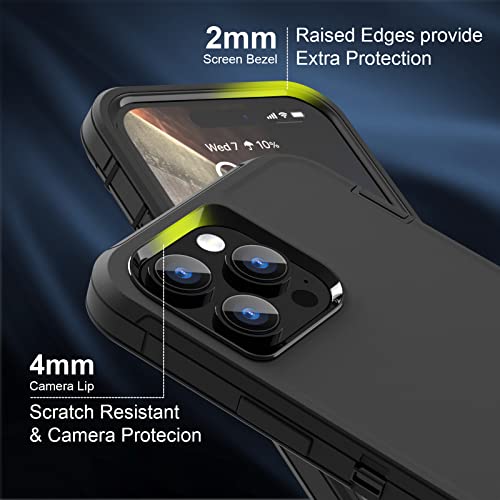 Case Compatible with iPhone 14 Pro Max, Heavy Duty Protective Black Phone Case, Full Body Shockproof Durable Silicone Rubber with Hard PC Rugged Sturdy Phone Cover for 14 Pro Max 6.7 Inch. (Black) - color: Black