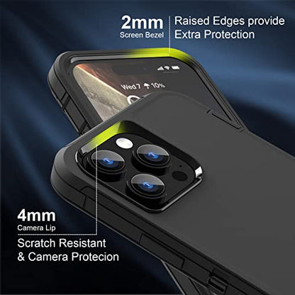 Case Compatible with iPhone 14 Pro Max, Heavy Duty Protective Black Phone Case, Full Body Shockproof Durable Silicone Rubber with Hard PC Rugged Sturdy Phone Cover for 14 Pro Max 6.7 Inch. (Black) - color: Black