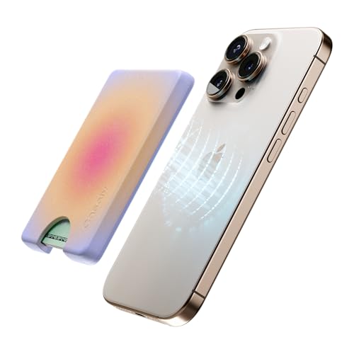 Casely MagWallet | Aura | Sunset Halo | Rainbow | Slim Wallet Card Holder | Compatible with MagSafe | Soft-Touch Hard Silicone | Holds Up to 3 Cards - color: Aura | Sunset Halo | Rainbow