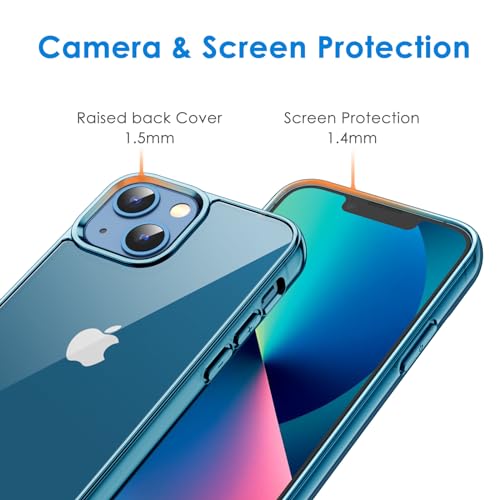 JETech Case for iPhone 13, Anti-Yellowing, Navy Blue | Shockproof Protection, Scratch Resistant Hard PC Back, Durable Transparent TPU Bumper - color: Navy Blue